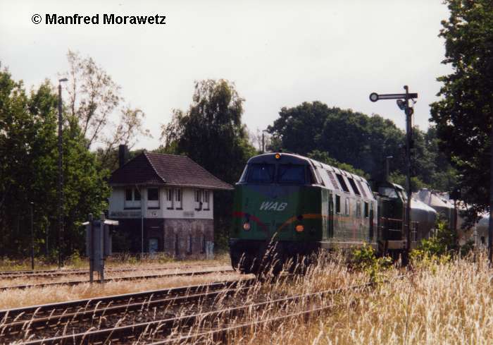 069 WAB Güterzug in Soltau beim Stellwerk Sw