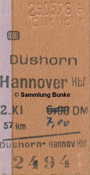 005 Einfache Fahrt Düshorn - Hannover Hbf