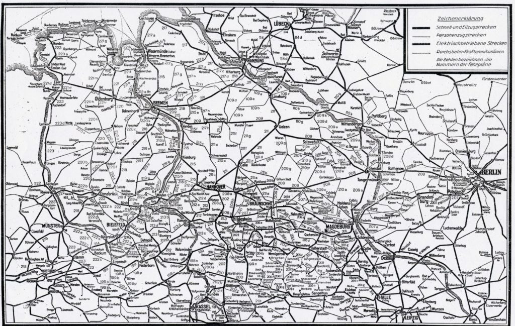 Übersichtskarte des Eisenbahnnetzes von 1943